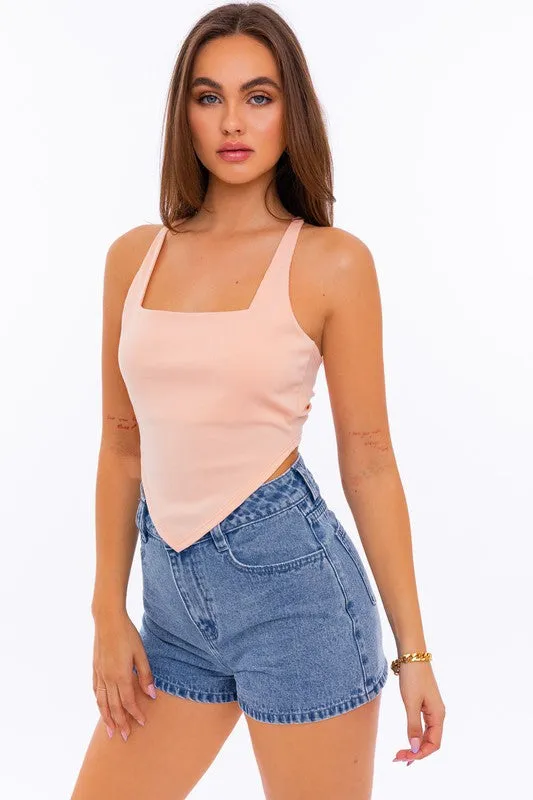 TEEK - Criss Cross Open Back Handkerchief Top