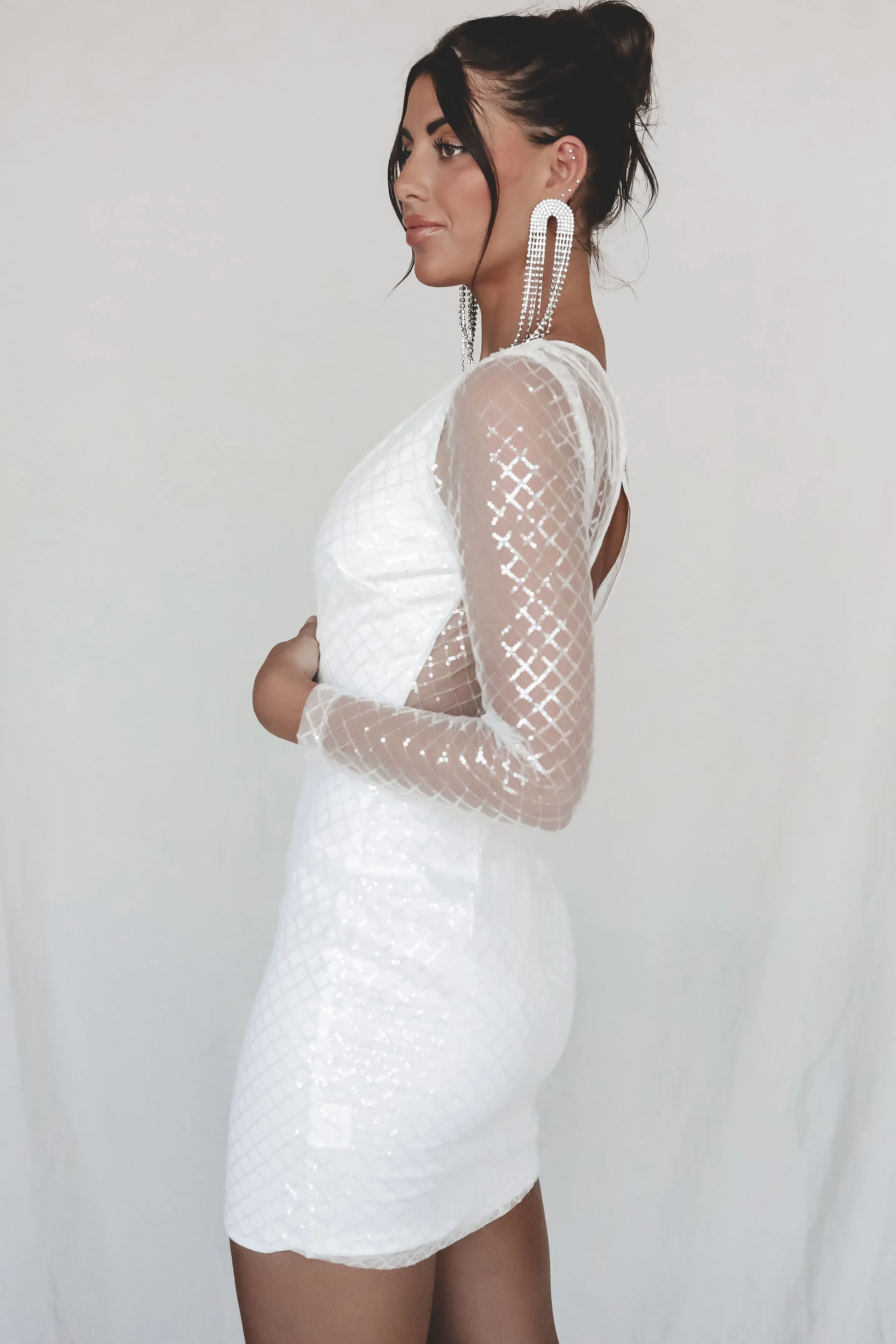 The Twinkle In My Eye White Sequins Dress