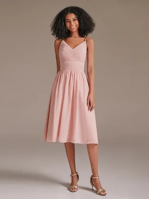 V-Neck Spaghetti Srtap Short Bridesmaid Dress