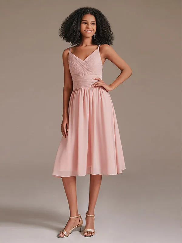 V-Neck Spaghetti Srtap Short Bridesmaid Dress