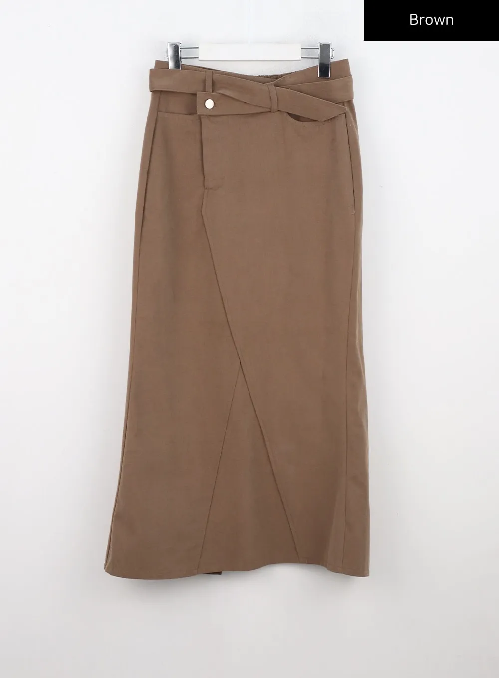 Wrapped Belt Suede Maxi Skirt CN307